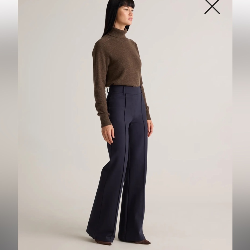 High-Waist Wide-Leg Trousers in Navy